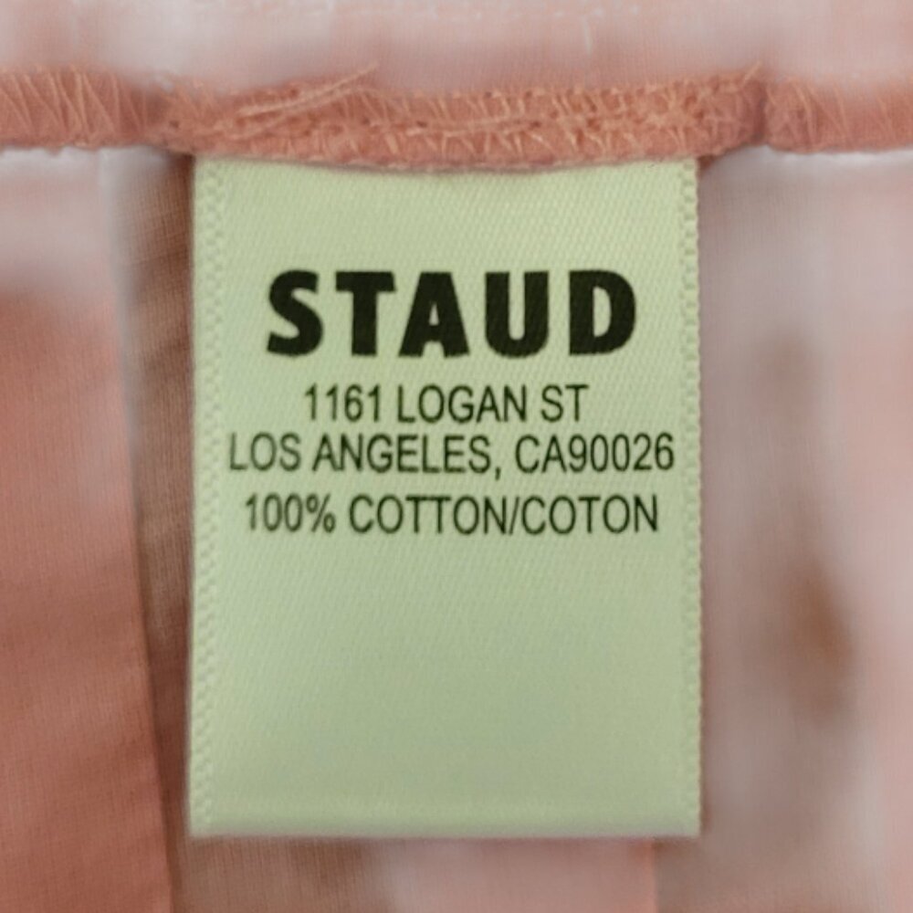 STAUD Theo Strawberry Pink Cotton Strappy Tank Top Size 8 NWOT Summer Essentials - Picture 7 of 9